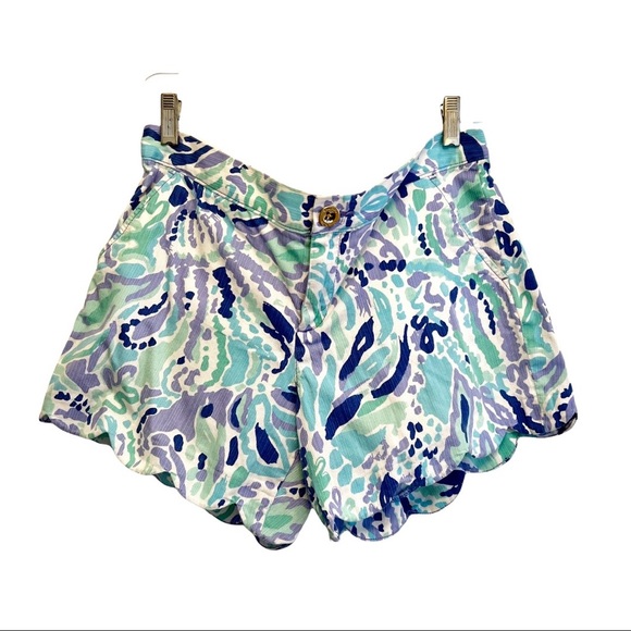 Lilly Pulitzer 5" BUTTERCUP SCALLOP HEM SHORT in Lilly’s Lilac Nice Ink Size 10 - Picture 2 of 13